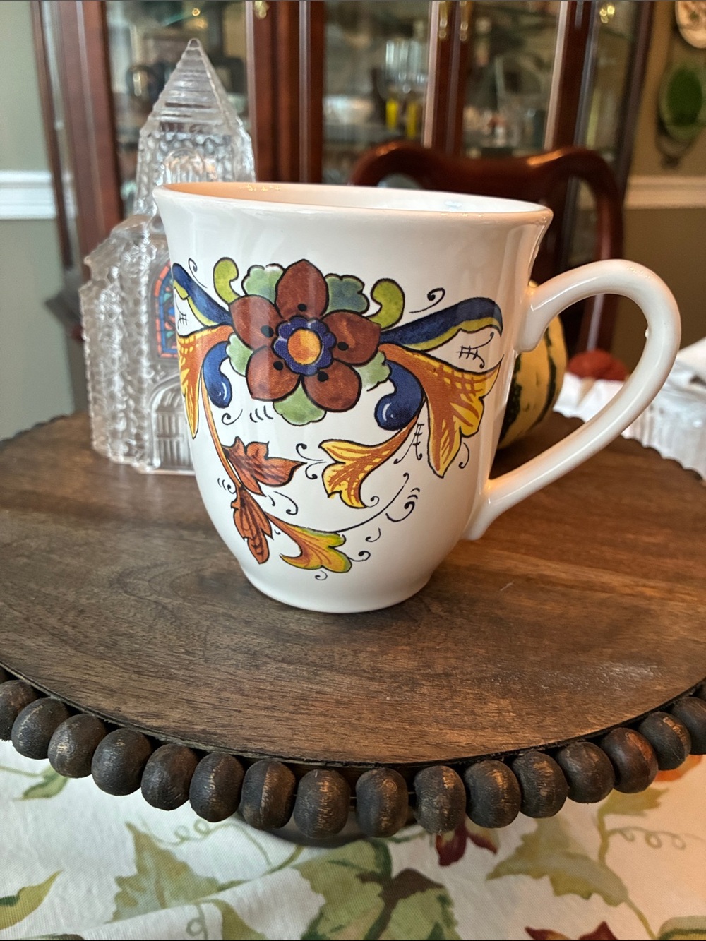 Made in Italy Ceramic Mug with Hand-Painted Floral Motif